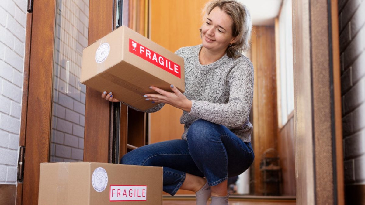 women in Maryland recieving delivered package