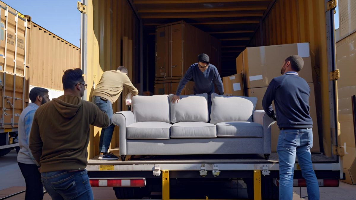 movers putting loadin furniture in truck for shipping